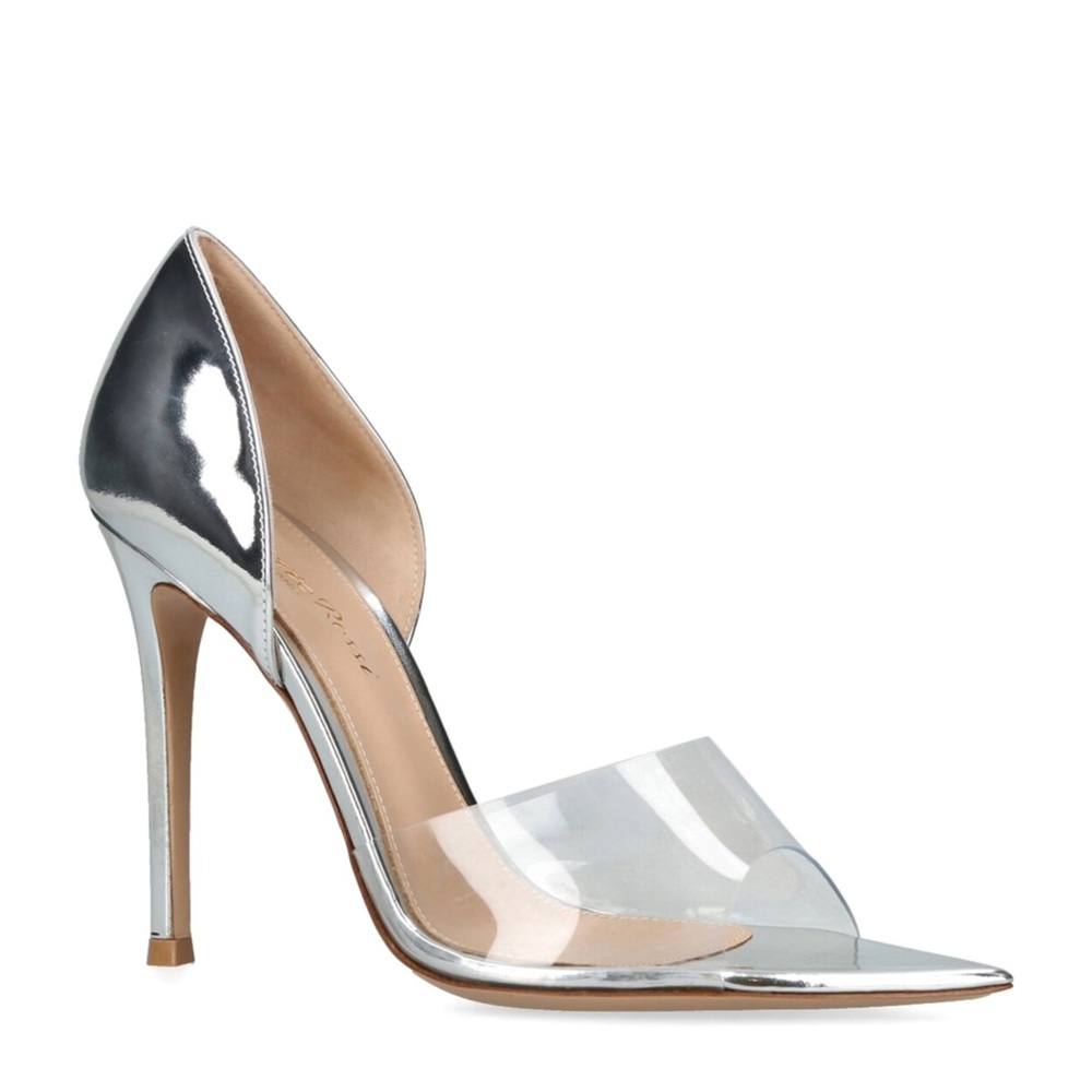 🆕 GIANVITO ROSSI | Leather Bree D’Orsay Sandals 105 Silver Size 35.5